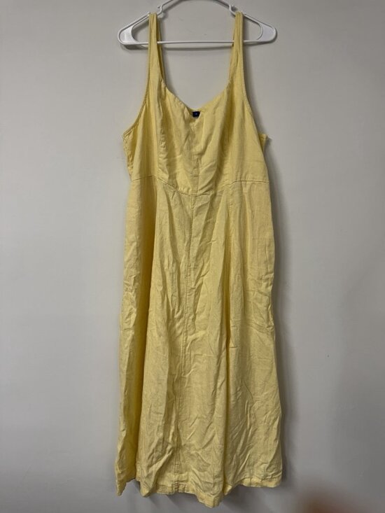 Old Navy Dresses & Skirts - Old Navy XL Linen Blend Smocked Midi Dress Butter Yellow Resort Beachy Vacation